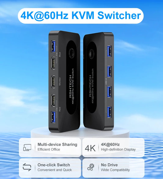RSHTECH 2-Port KVM Switch