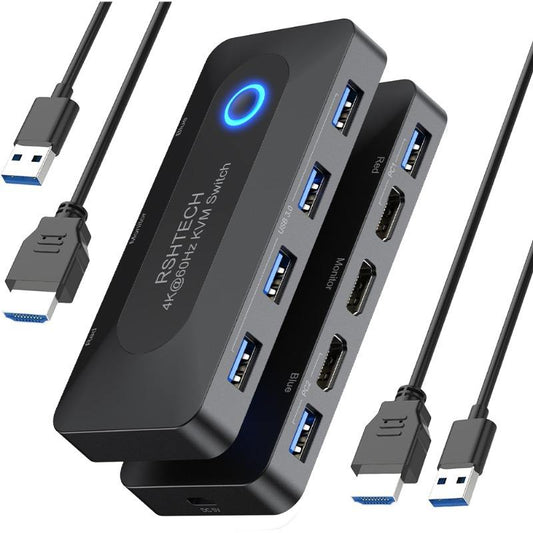 RSHTECH 2-Port KVM Switch — 4K@60Hz